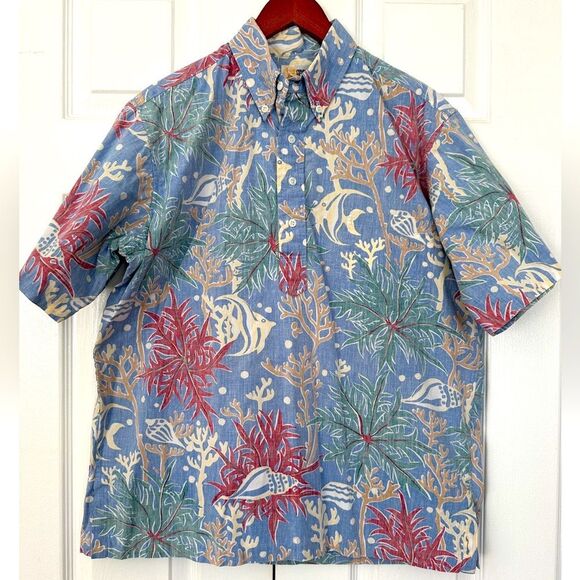 Vintage Reyn Spooner Shirt 80s Reverse Print Spooner Kloth Traditional Popover - Picture 1 of 10